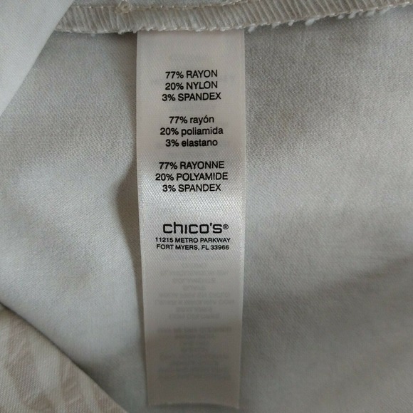 Chico's Lightweight Jacket Beige Palm Leaf Print Stretch Women's Large Button Up - Picture 8 of 10